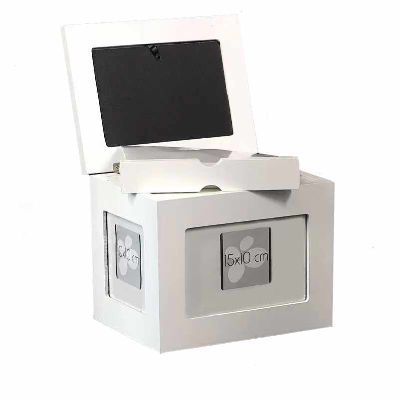 Album foto din lemn alb, tip cutie personalizabila, stocare 96 fotografii 10x15, resigilat