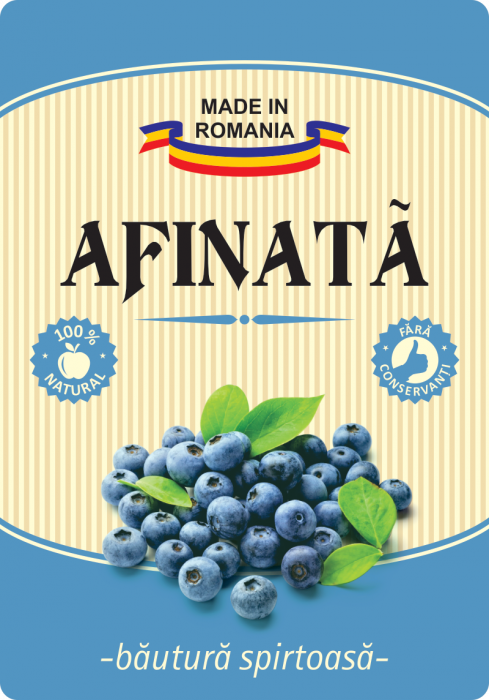 Etichete sticle personalizate Afinata, 100x70 mm, Fabricat in Romania, 1000 buc rola