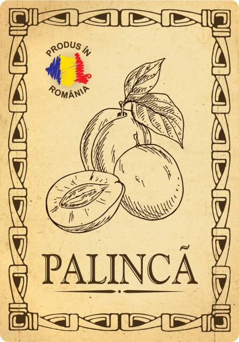 Etichete sticle personalizate, Palinca, 100x70 mm, Produs in Romania, 1000 buc rola